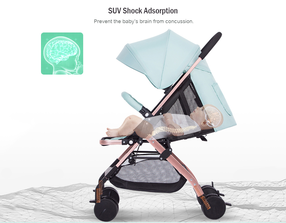 YO - J Aluminum Alloy One-hand Folding Baby Stroller Support Sit Lie