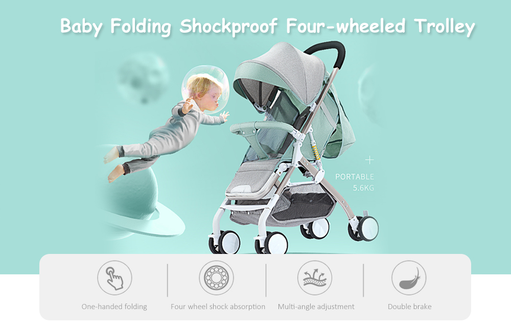 YO - X Baby Folding Shockproof Four-wheeled Trolley