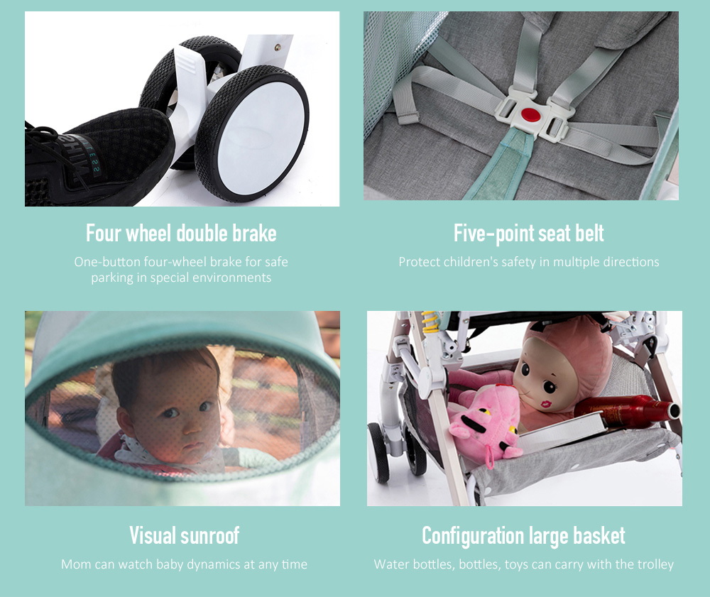 YO - X Baby Folding Shockproof Four-wheeled Trolley YO - X Baby Folding Shockproof Four-wheeled Trolley