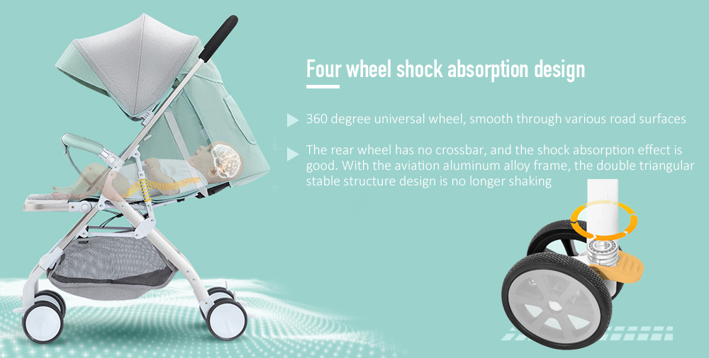 YO - X Baby Folding Shockproof Four-wheeled Trolley