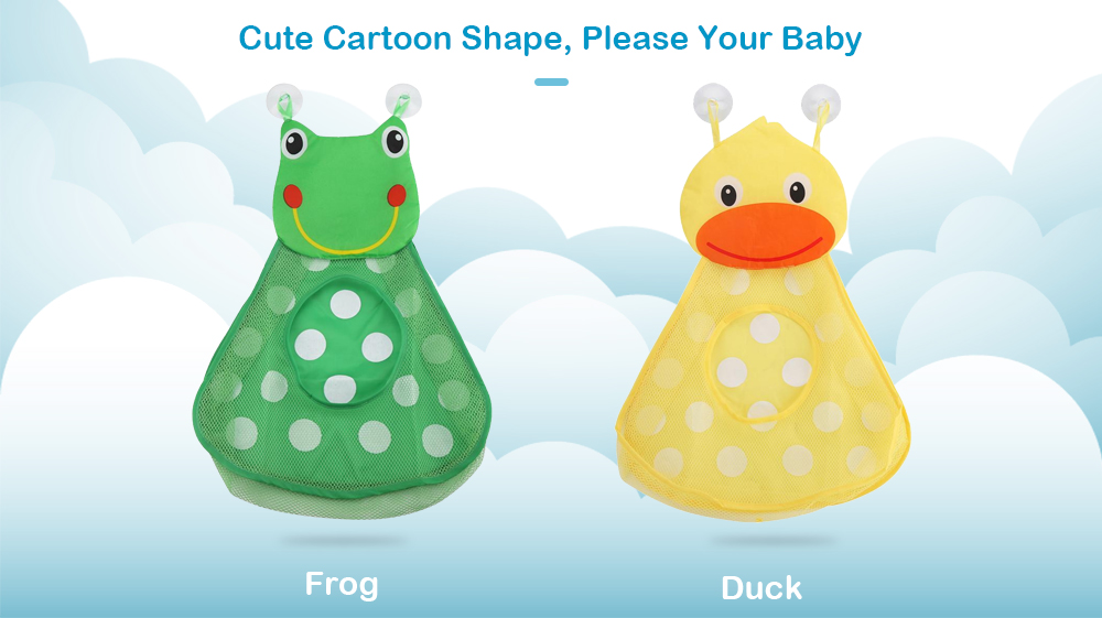 Baby Shower Bath Toys Little Duck / Frog Toy Storage Mesh with Strong Suction Cups Baby Shower Bath Toys Little Duck / Frog Toy Storage Mesh with Strong Suction Cups