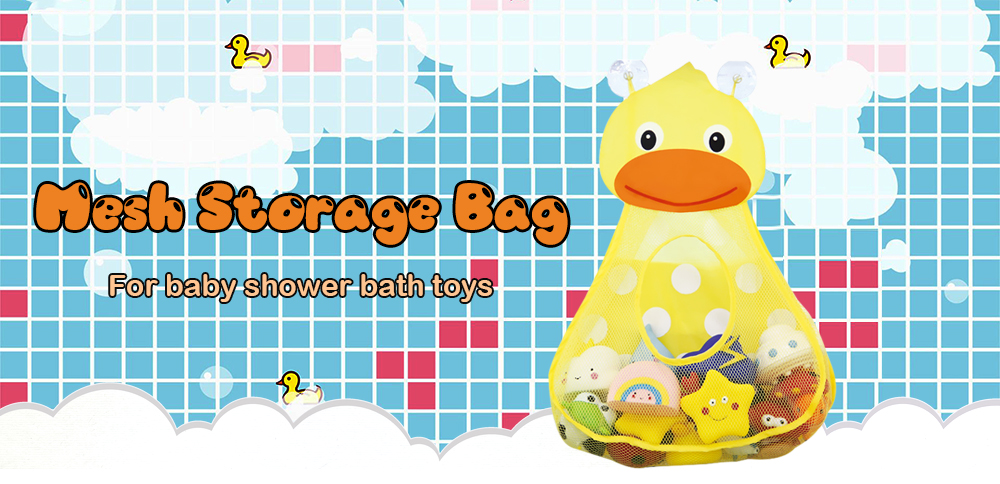 Baby Shower Bath Toys Little Duck / Frog Toy Storage Mesh with Strong Suction Cups