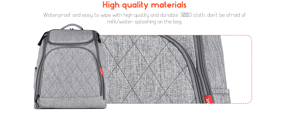 Insular 10036 Simple Rhombus Embroidered Shoulder Waterproof Mummy Bag Backpack