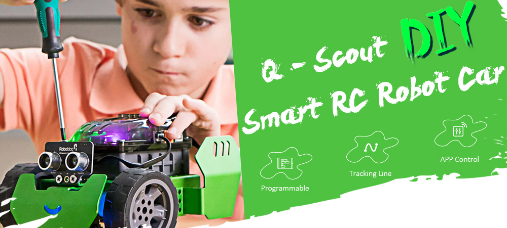 ROBOBLOQ Q - Scout DIY Smart RC Robot Car Kit Programmable Tracking APP Control