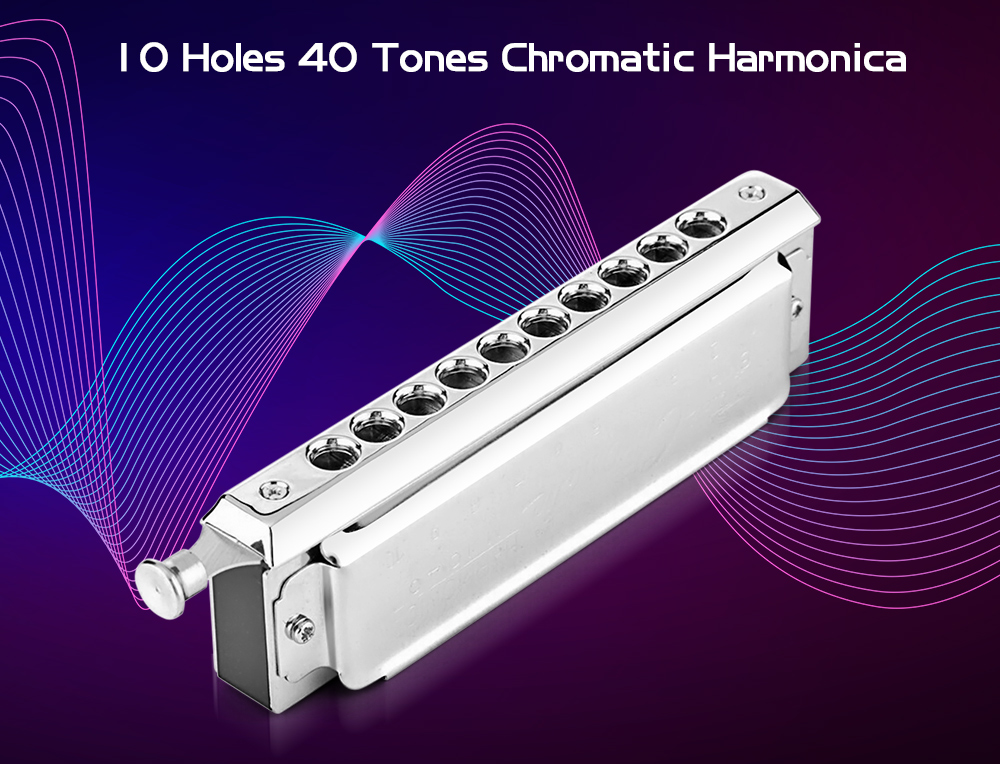 SWAN 10 Holes 40 Tones Key of C Silver Chromatic Harmonica