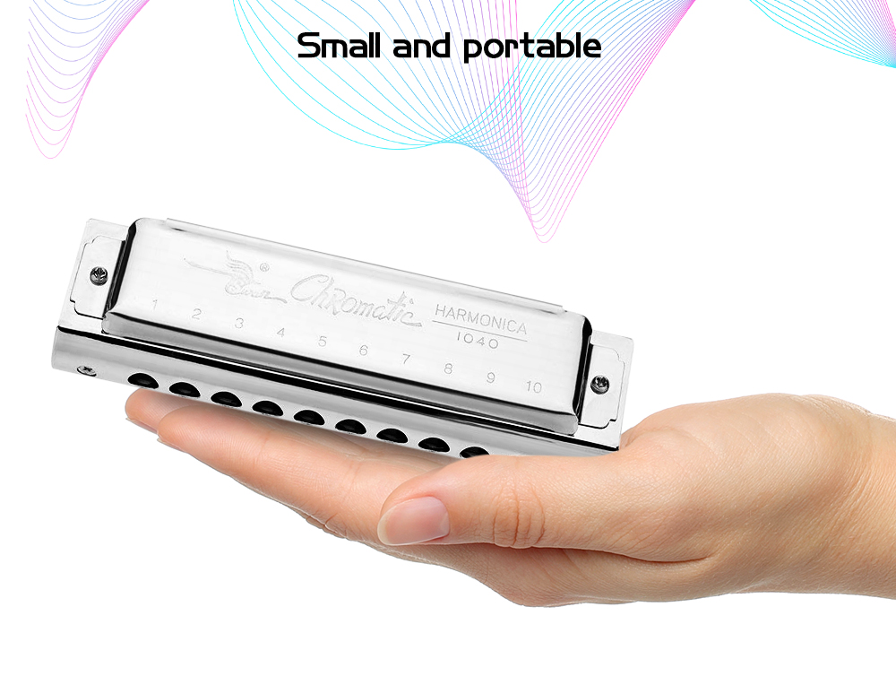 SWAN 10 Holes 40 Tones Key of C Silver Chromatic Harmonica SWAN 10 Holes 40 Tones Key of C Silver Chromatic Harmonica