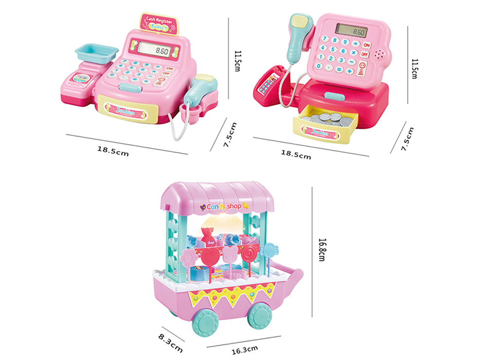 Children Music Lighting Candy Trolley Supermarket Cash Register Set