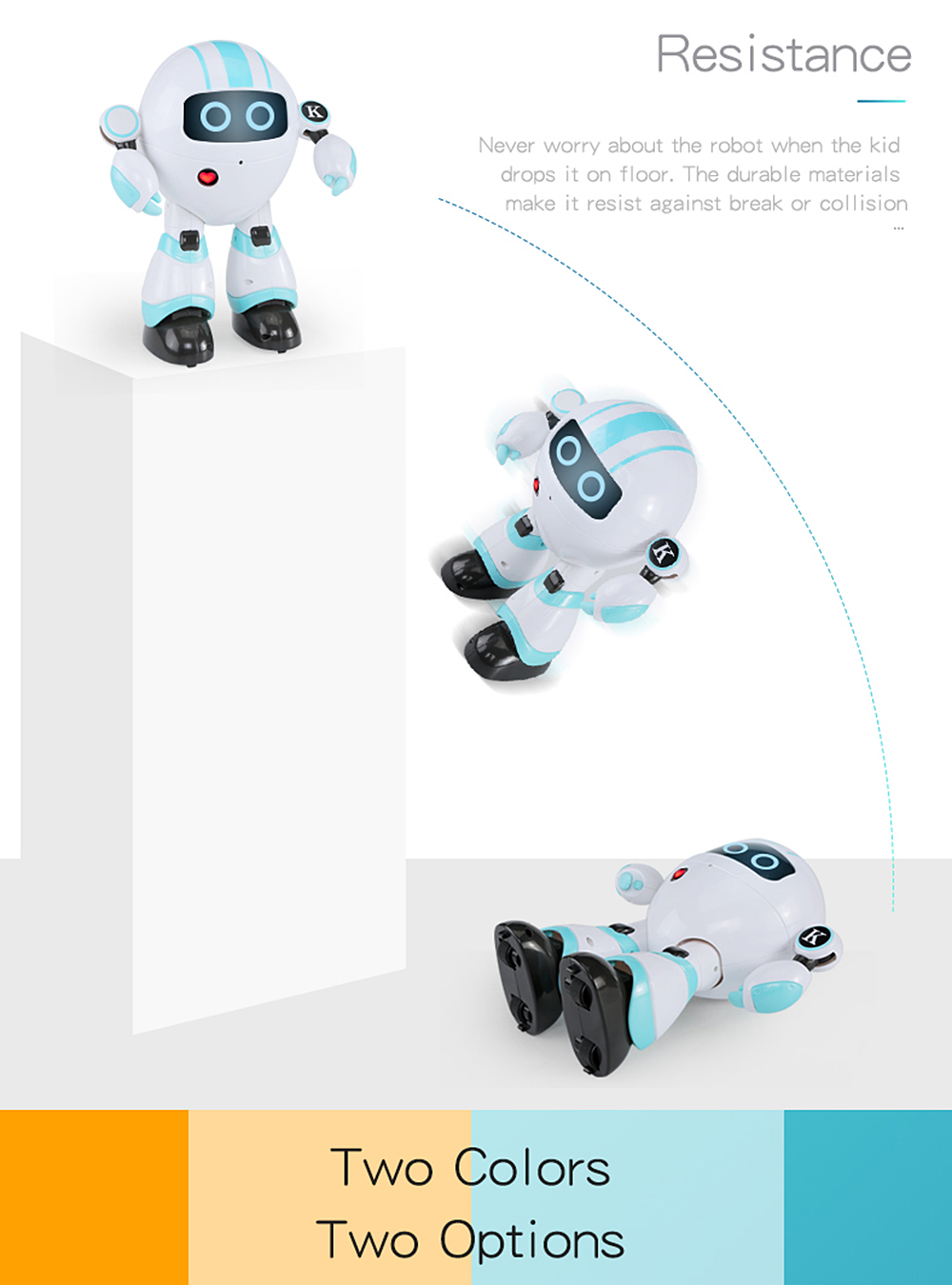 JJRC R14 Intelligent Remote Control Round Robot Support Voice LED Light Walk Slide Movement