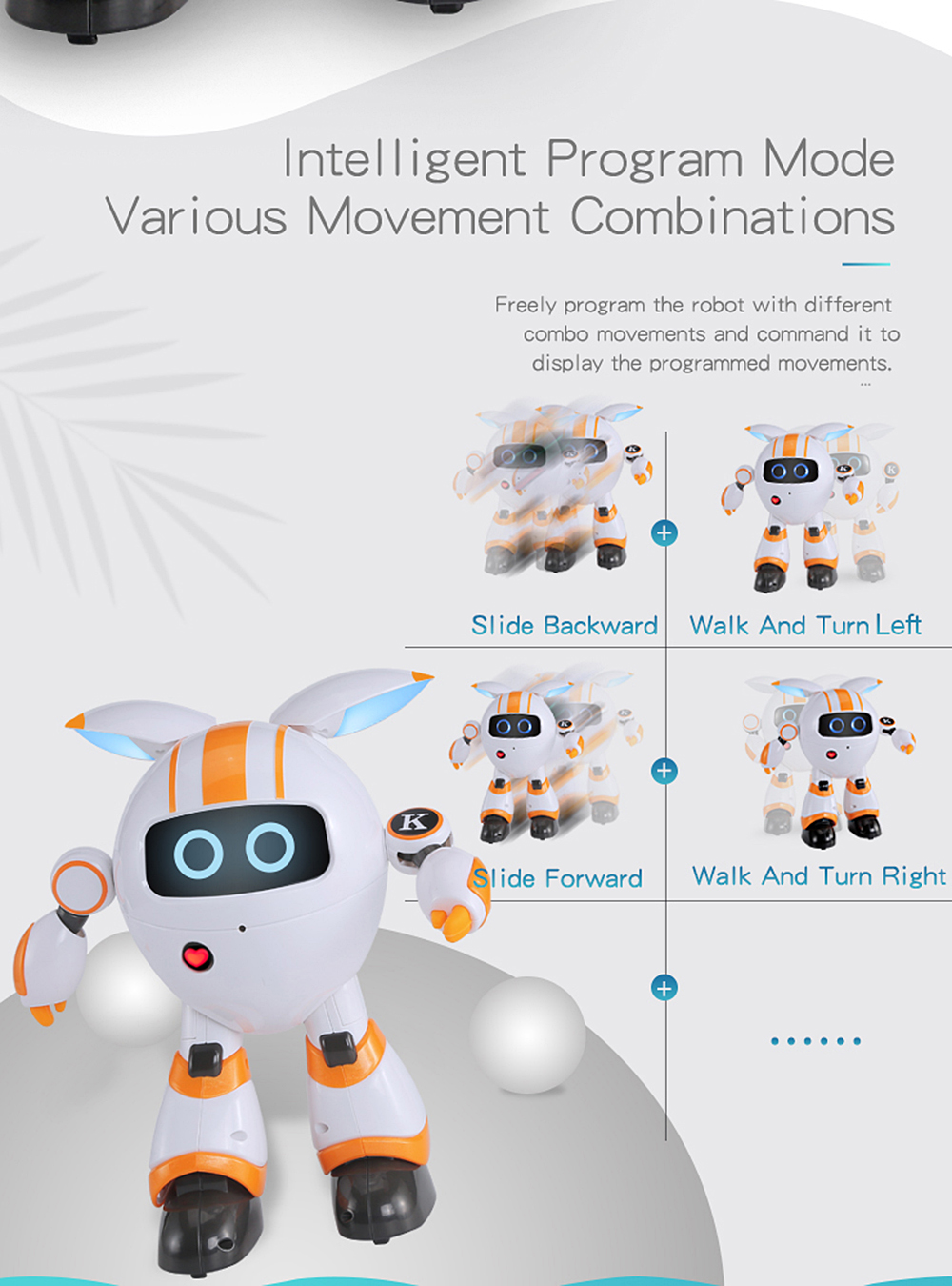 JJRC R14 Intelligent Remote Control Round Robot Support Voice LED Light Walk Slide Movement