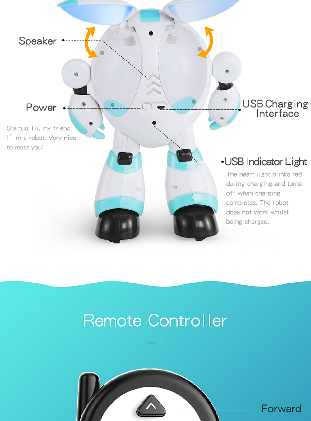 JJRC R14 Intelligent Remote Control Round Robot Support Voice LED Light Walk Slide Movement