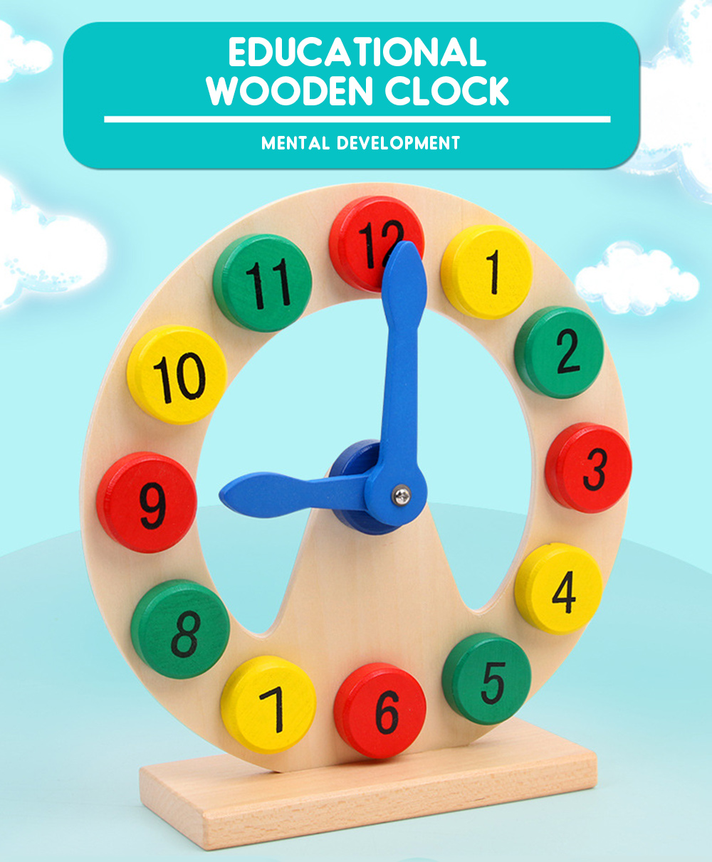 Educational Wooden Clock for Kids over 36 Months Time Learning Numerical Mental Development Toy