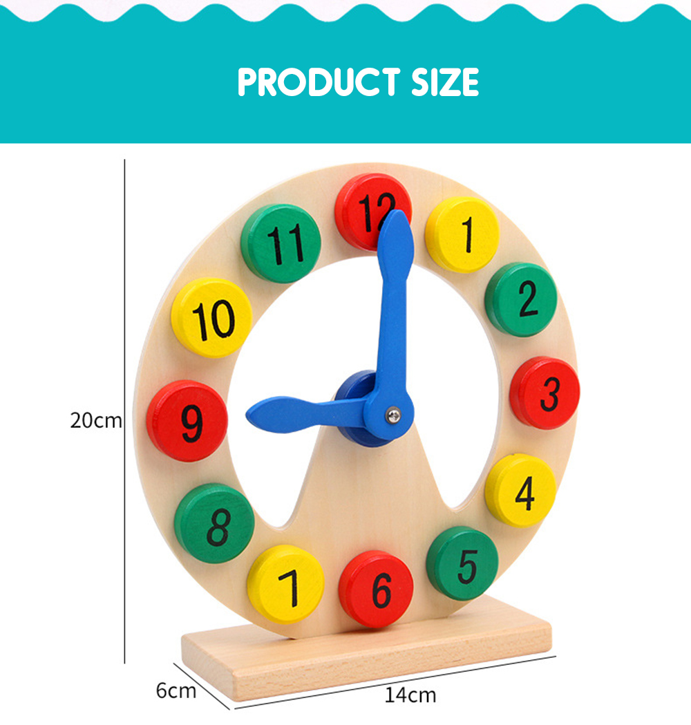 Educational Wooden Clock for Kids over 36 Months Time Learning Numerical Mental Development Toy