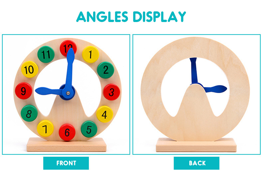 Educational Wooden Clock for Kids over 36 Months Time Learning Numerical Mental Development Toy