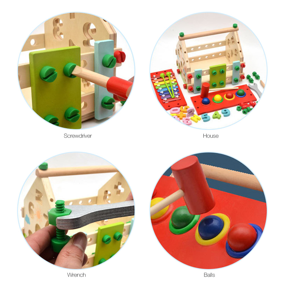 Wisdom House Toy Kids Dismounting Educational Math Musical Wooden Learning Blocks Set Wisdom House Toy Kids Dismounting Educational Math Musical Wooden Learning Blocks Set