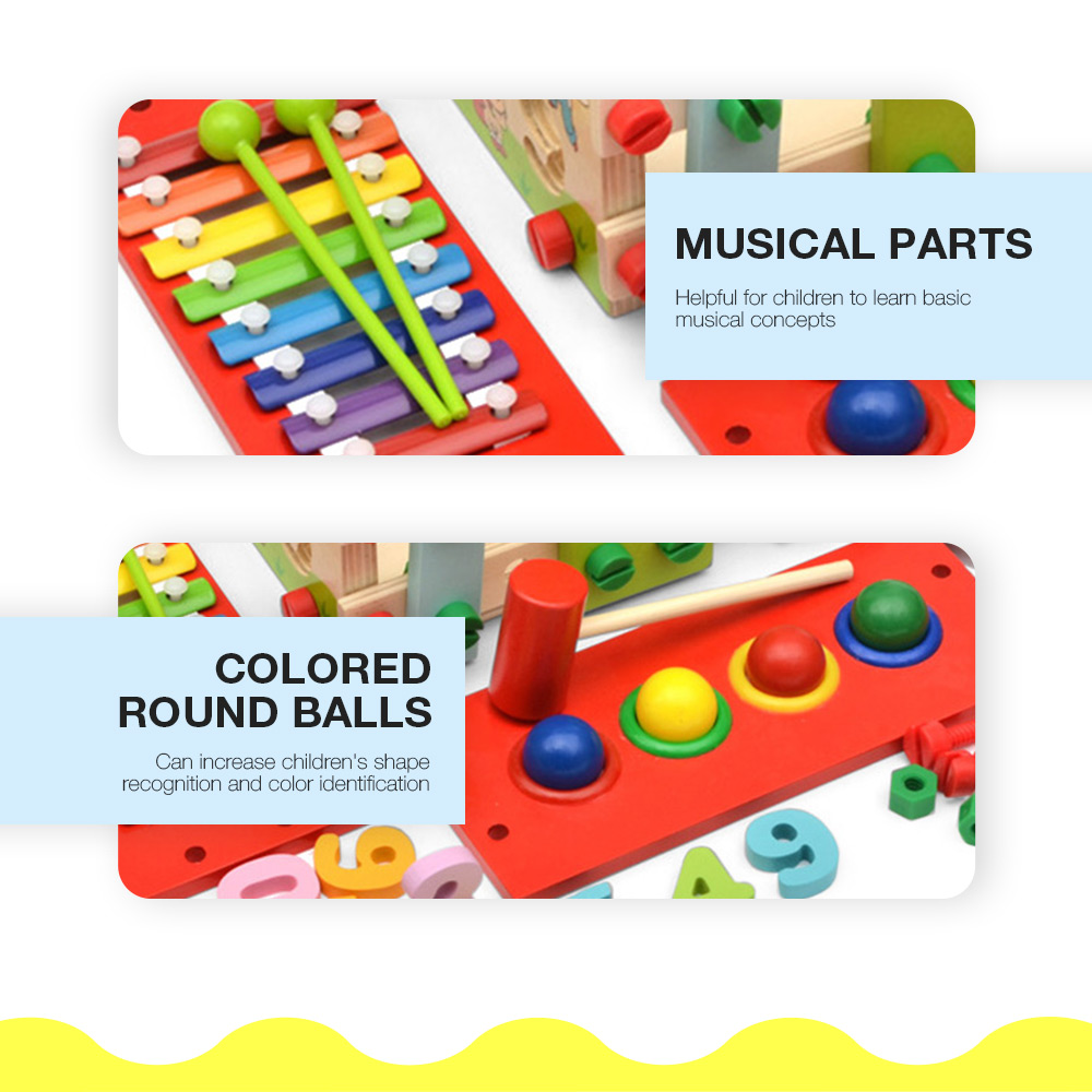 Wisdom House Toy Kids Dismounting Educational Math Musical Wooden Learning Blocks Set