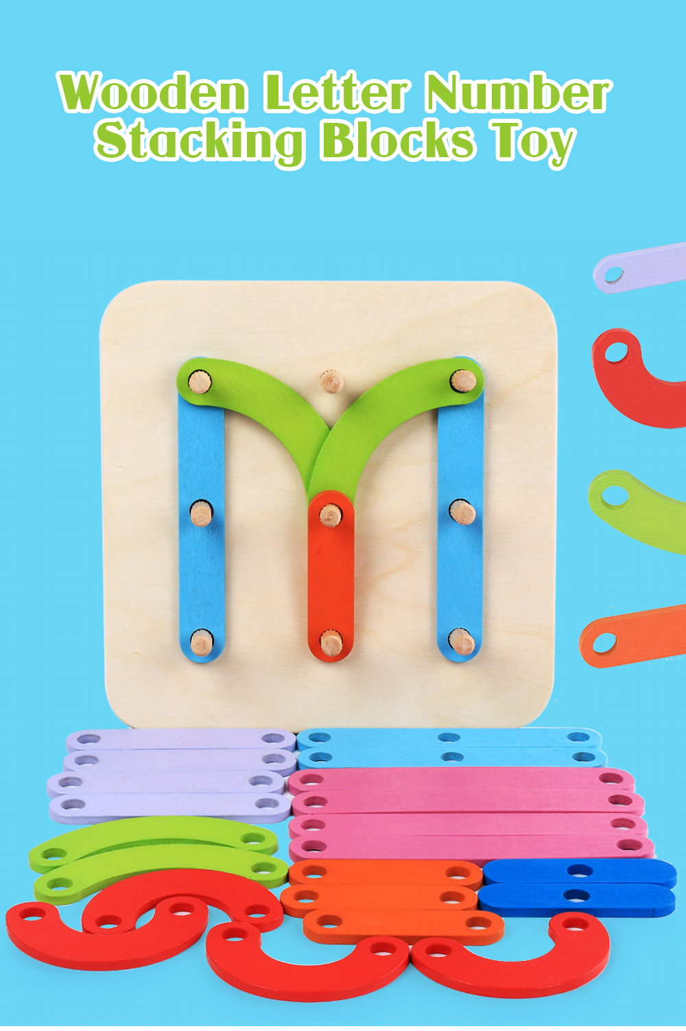Wooden Letter Number Stacking Blocks Toy Set for Kid