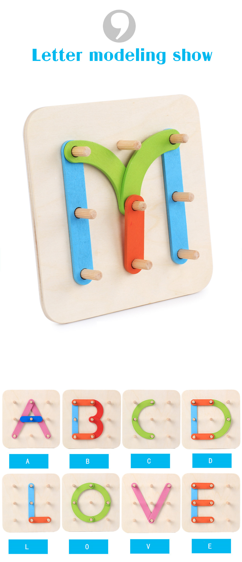 Wooden Letter Number Stacking Blocks Toy Set for Kid