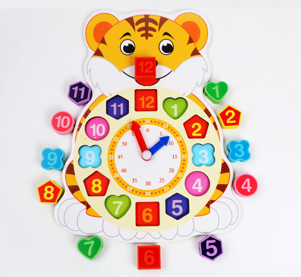 Wooden Lacing Beads Animal Clock Educational Toy for Children