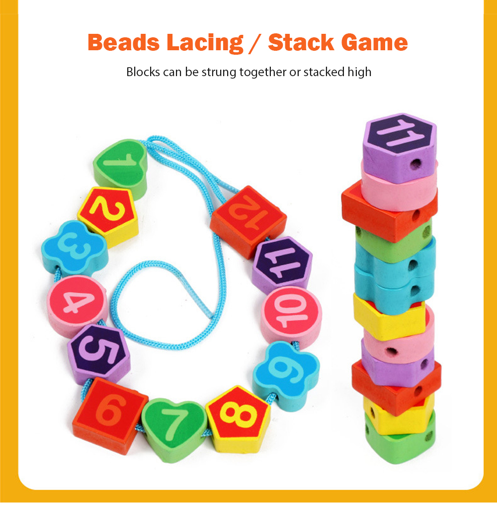 Wooden Lacing Beads Animal Clock Educational Toy for Children Wooden Lacing Beads Animal Clock Educational Toy for Children