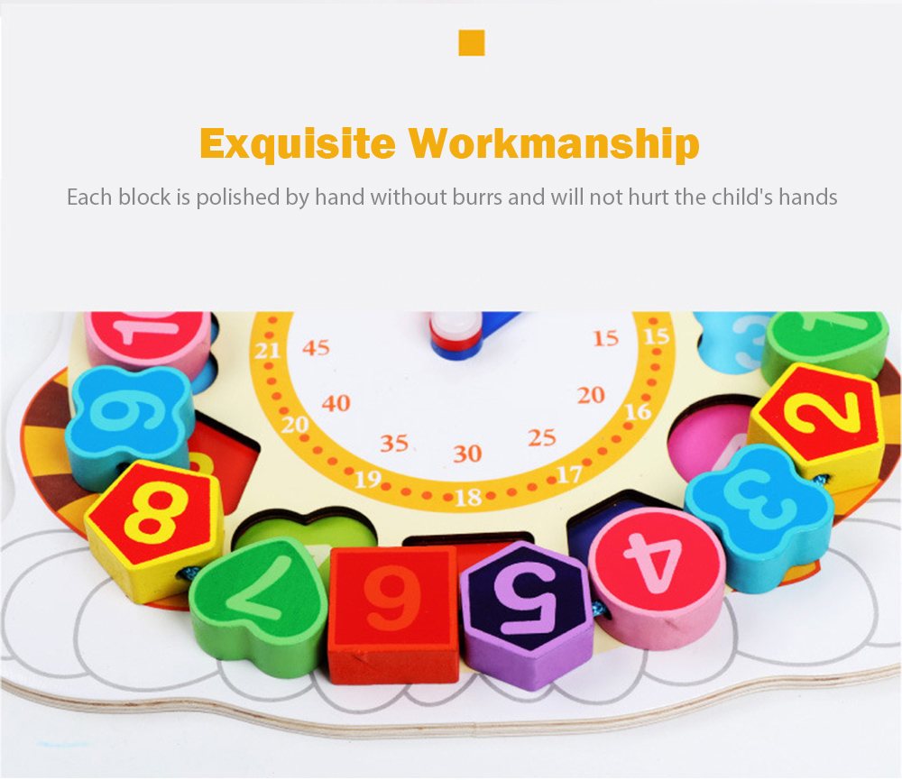 Wooden Lacing Beads Animal Clock Educational Toy for Children Wooden Lacing Beads Animal Clock Educational Toy for Children