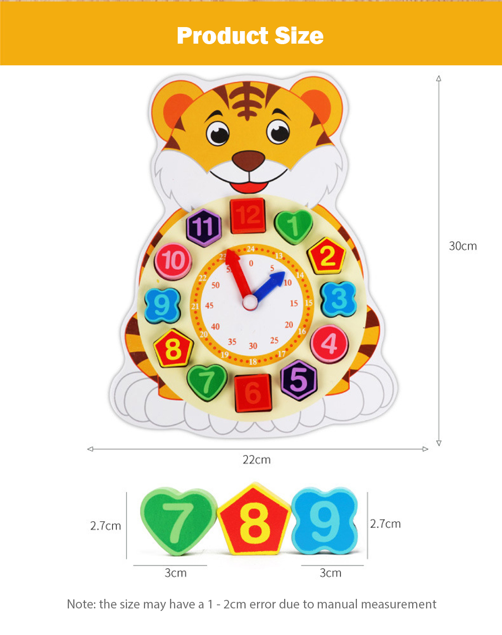 Wooden Lacing Beads Animal Clock Educational Toy for Children