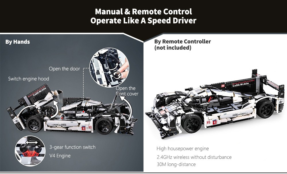 CaDA Stylish Racing Model Assembling Educational Toys