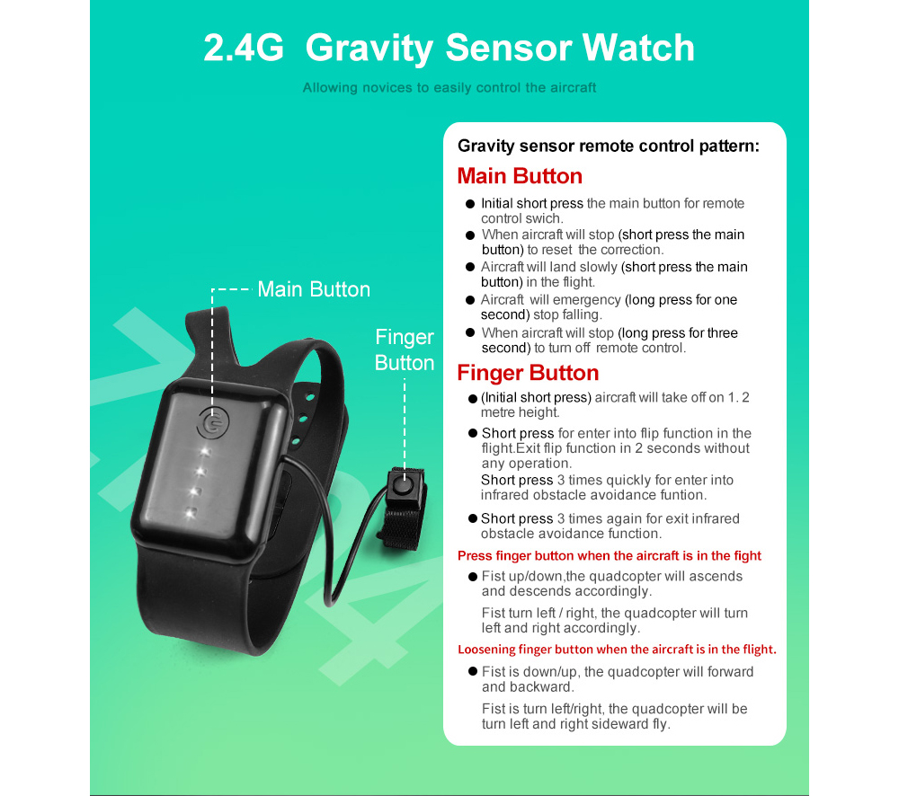 D10H 2.4G Remote Control Watch Induction Quadcopter D10H 2.4G Remote Control Watch Induction Quadcopter