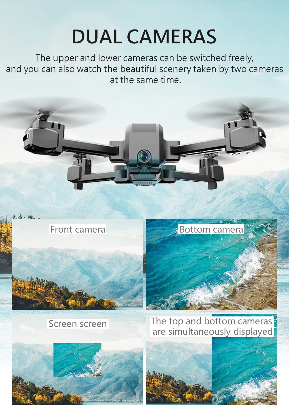 KF607 Quadcopter Optical Flow Pressure Altitude Hold WiFi Wide-angle Electric Adjustment Camera