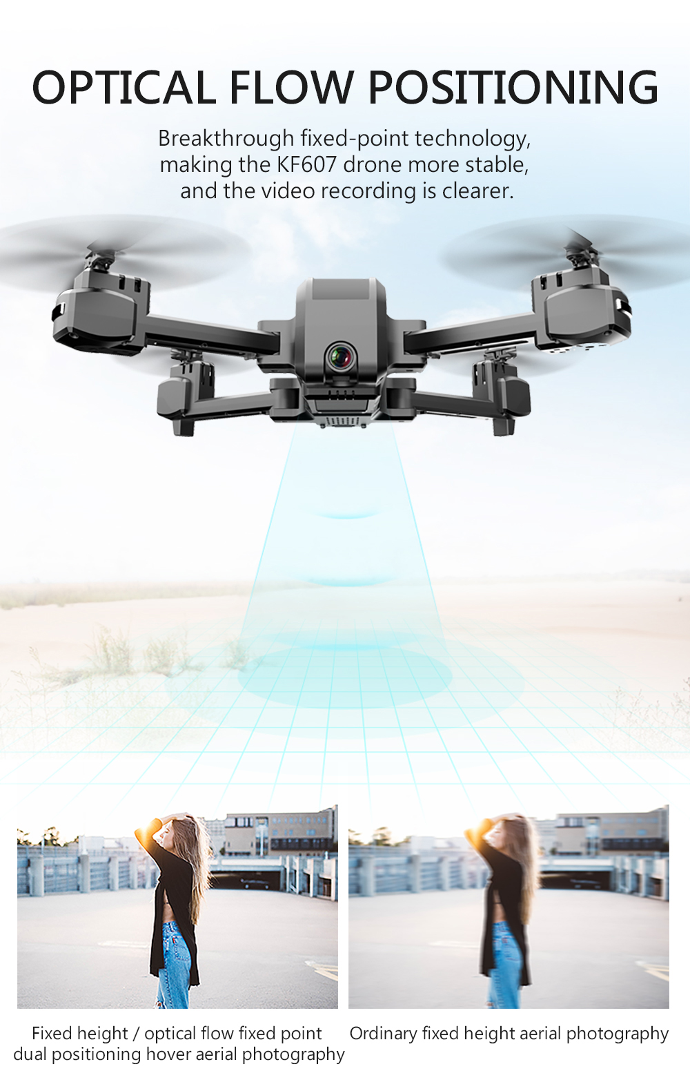 KF607 Quadcopter Optical Flow Pressure Altitude Hold WiFi Wide-angle Electric Adjustment Camera