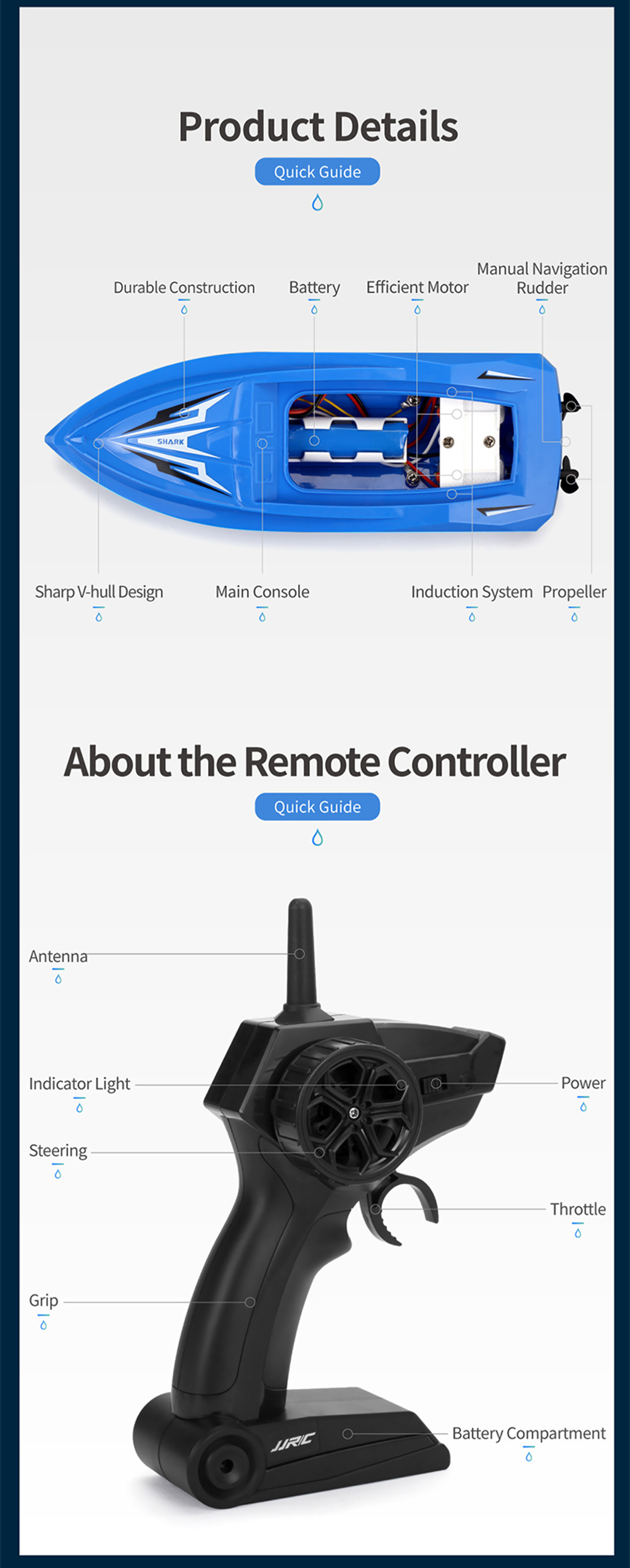 JJRC S5 1:47 2.4G Ultra-long Endurance Remote Control Racing Boat