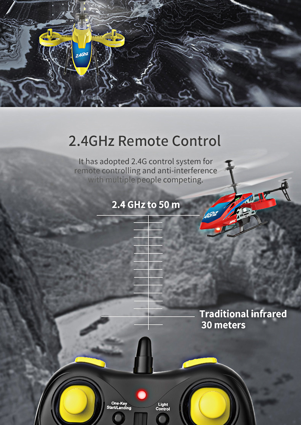 JJRC JX02 2.4G 4CH RC Helicopter Altitude Hold / Side Propellers / Light Control
