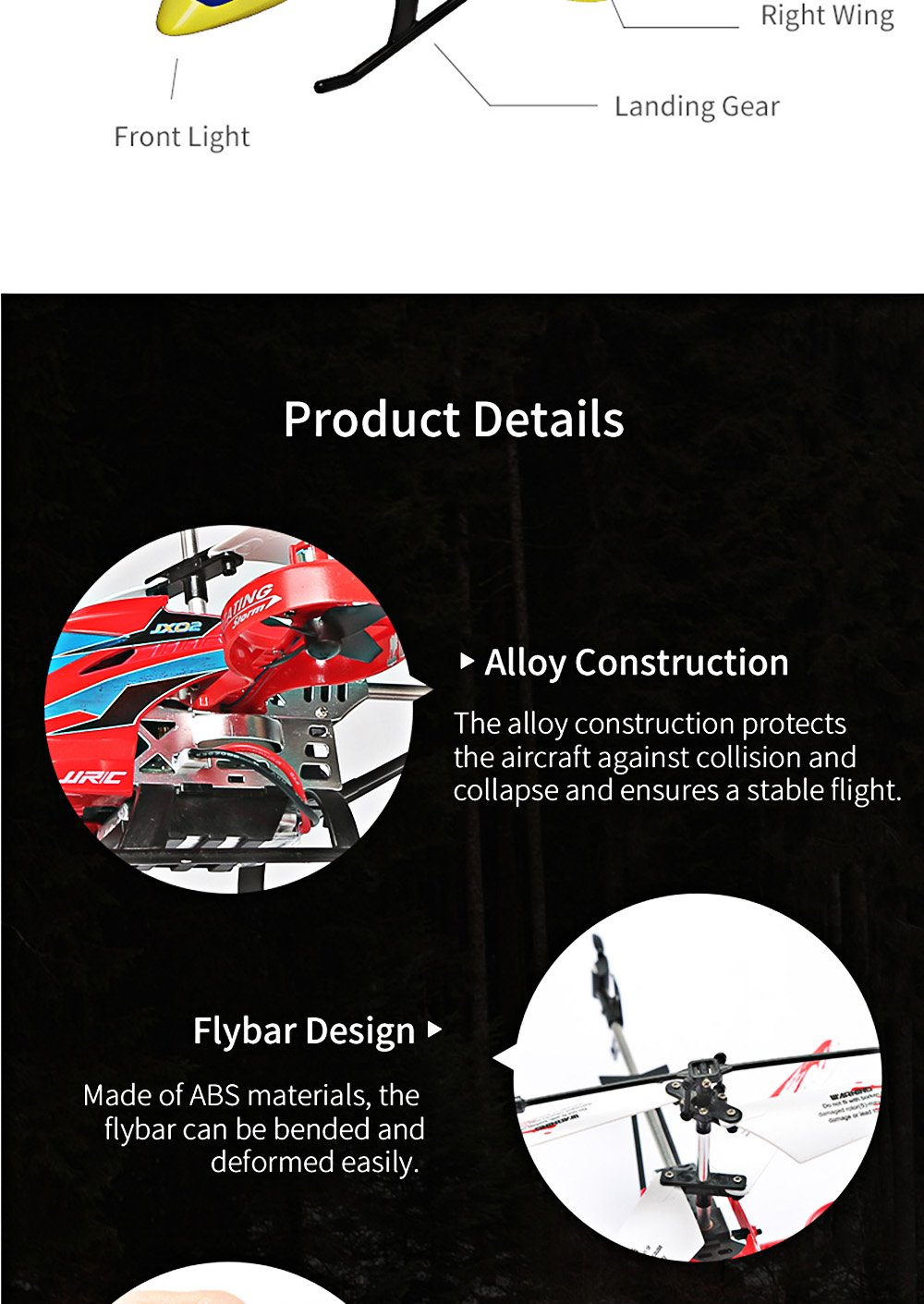 JJRC JX02 2.4G 4CH RC Helicopter Altitude Hold / Side Propellers / Light Control