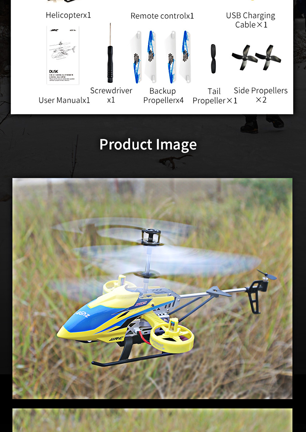 JJRC JX02 2.4G 4CH RC Helicopter Altitude Hold / Side Propellers / Light Control