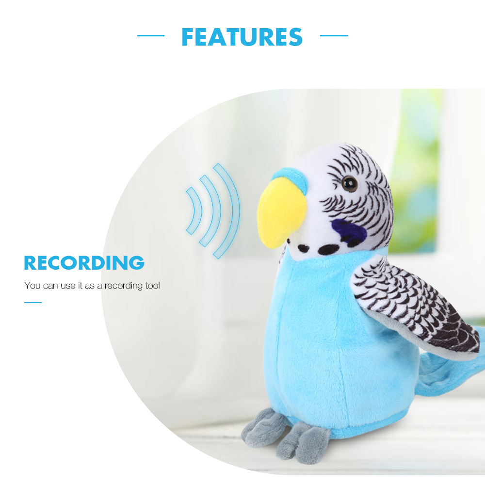 Stuffed Plush Parrot Toy Electric Talk Repeat Speak Record Bird Wave Wings Doll