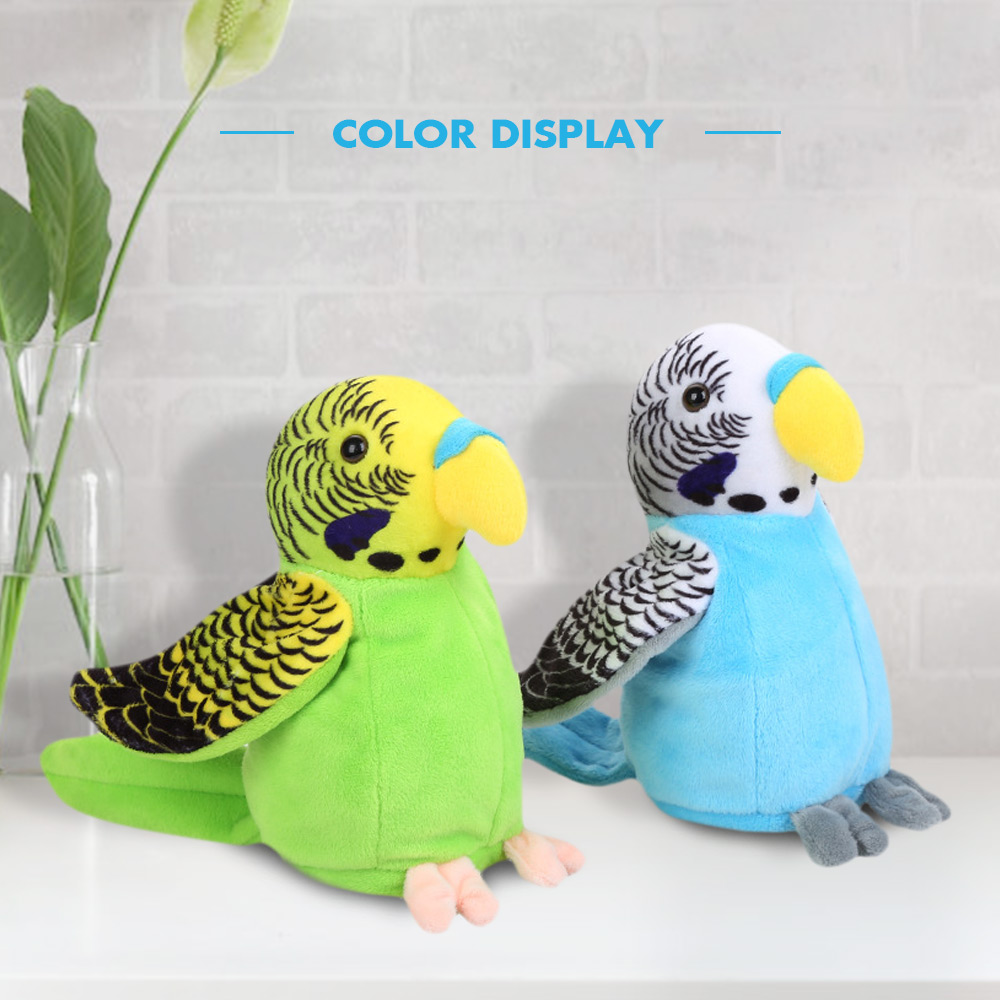 Stuffed Plush Parrot Toy Electric Talk Repeat Speak Record Bird Wave Wings Doll