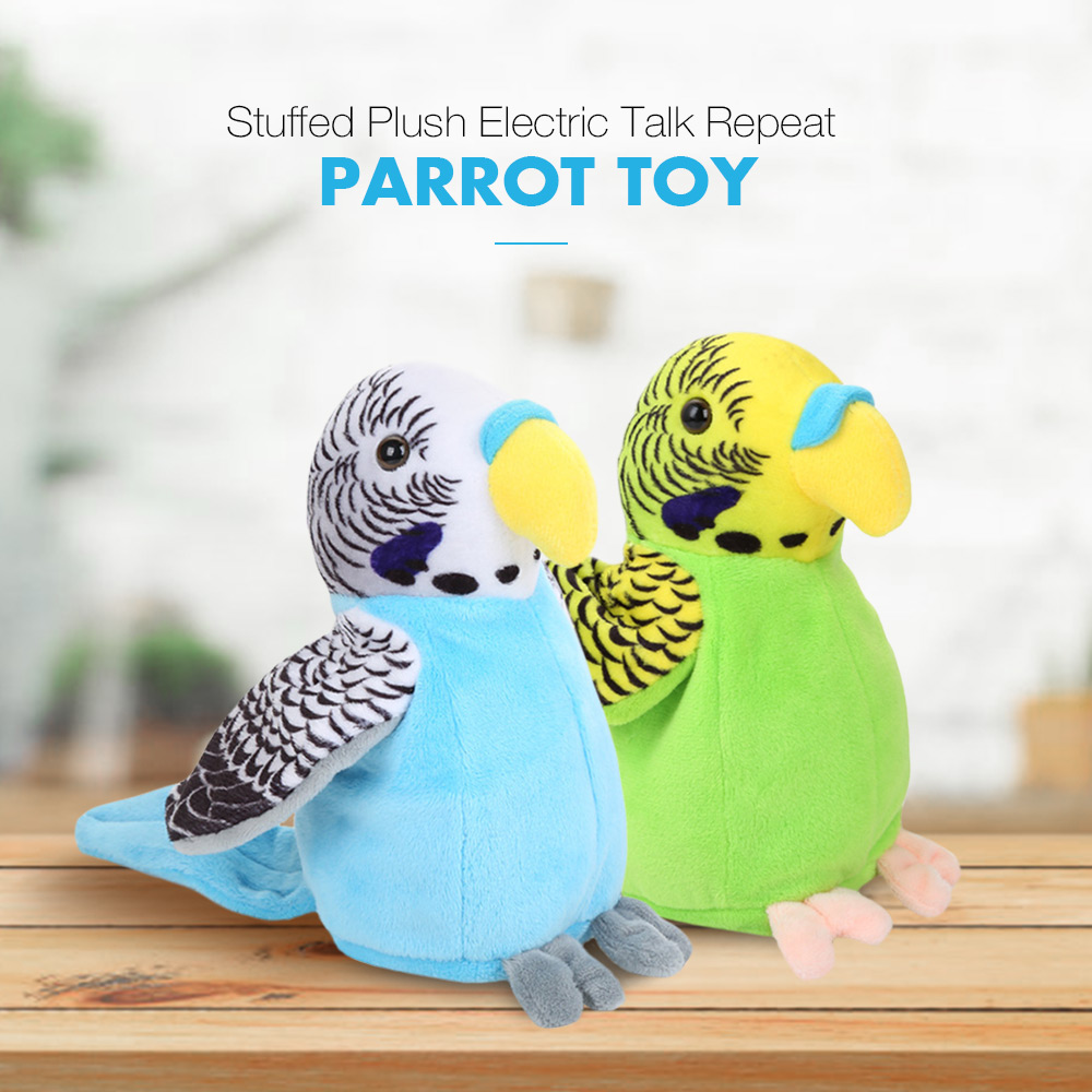 Stuffed Plush Parrot Toy Electric Talk Repeat Speak Record Bird Wave Wings Doll