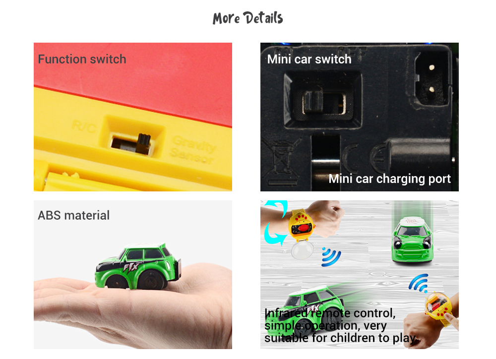 Mini 2.4G Gravity Induction Watch Remote Control Racing Car
