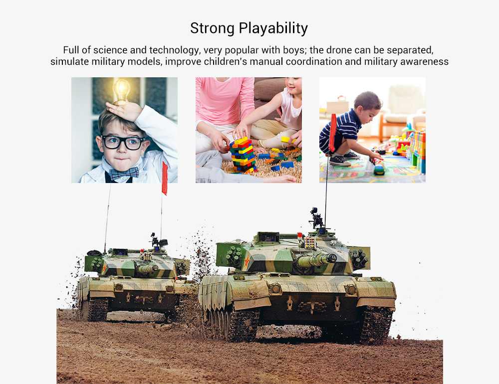 QH - 8011 2.4G Remote Control Tank Military Model Toy Building Blocks 453PCS