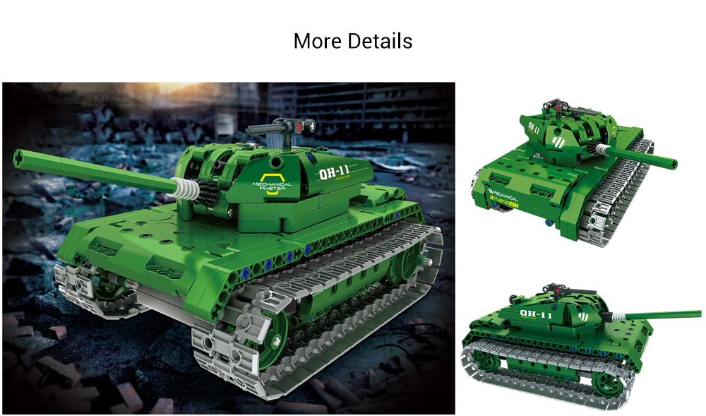QH - 8011 2.4G Remote Control Tank Military Model Toy Building Blocks 453PCS