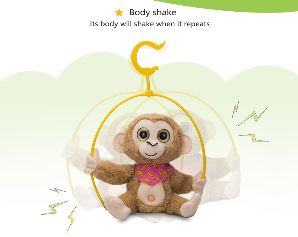 Stuffed Plush Toy Electric Monkey Talk Repeat Body Shake Doll with Shelf