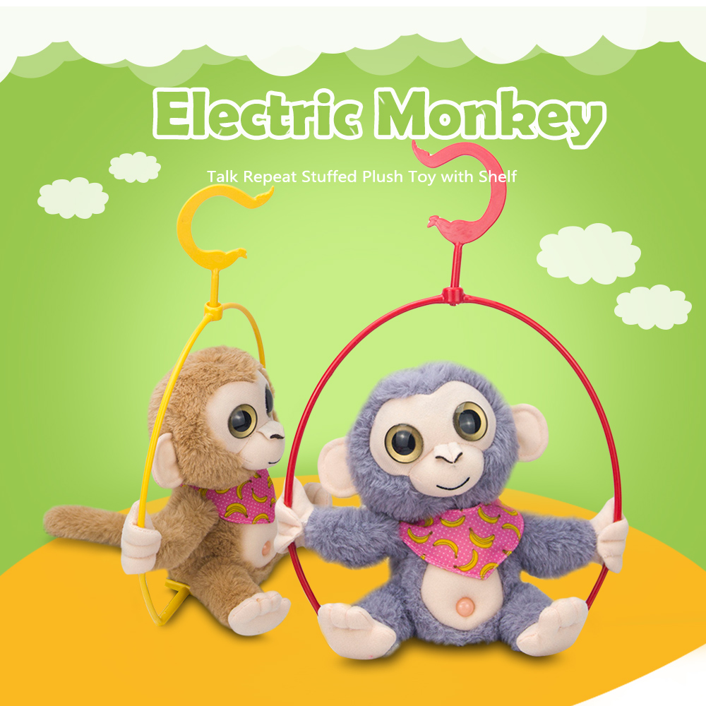 Stuffed Plush Toy Electric Monkey Talk Repeat Body Shake Doll with Shelf