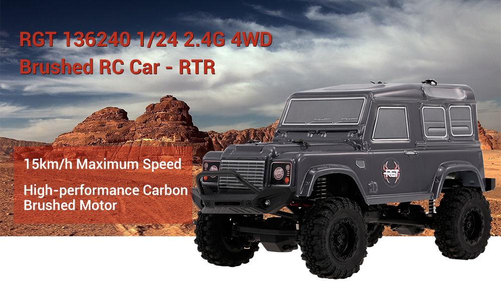 RGT 136240 1/24 2.4G 4WD RC Car RTR 15km/h Maximum Speed / 2-in-1 ESC / High-performance Carbon Brushed Motor RGT 136240 1/24 2.4G 4WD RC Car RTR 15km/h Maximum Speed / 2-in-1 ESC / High-performance Carbon Brushed Motor