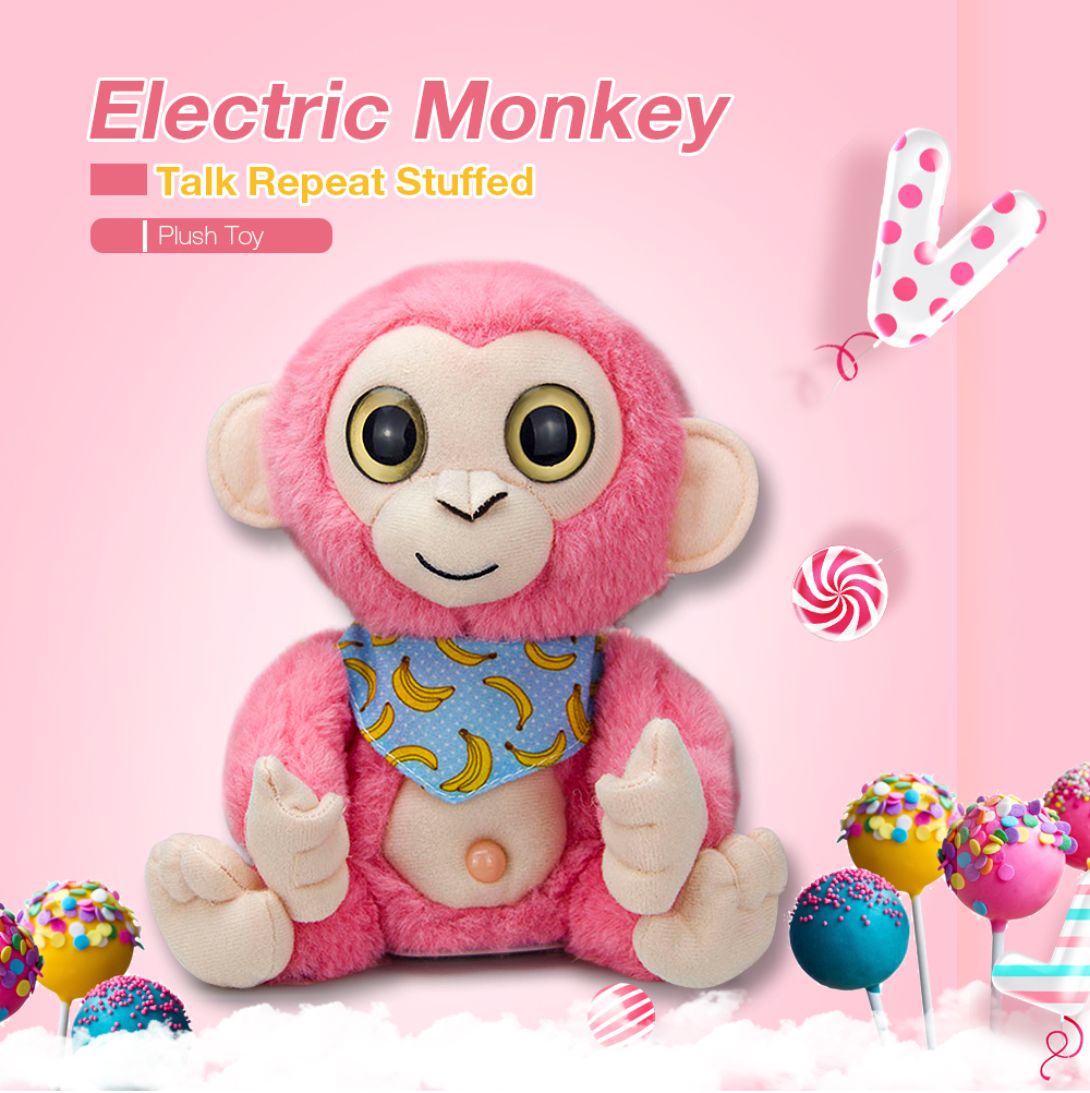 Stuffed Plush Toy Electric Monkey Talk Repeat Speak Record Body Swing Doll