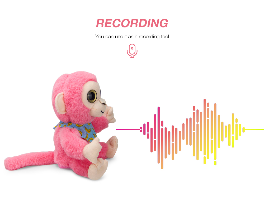 Stuffed Plush Toy Electric Monkey Talk Repeat Speak Record Body Swing Doll